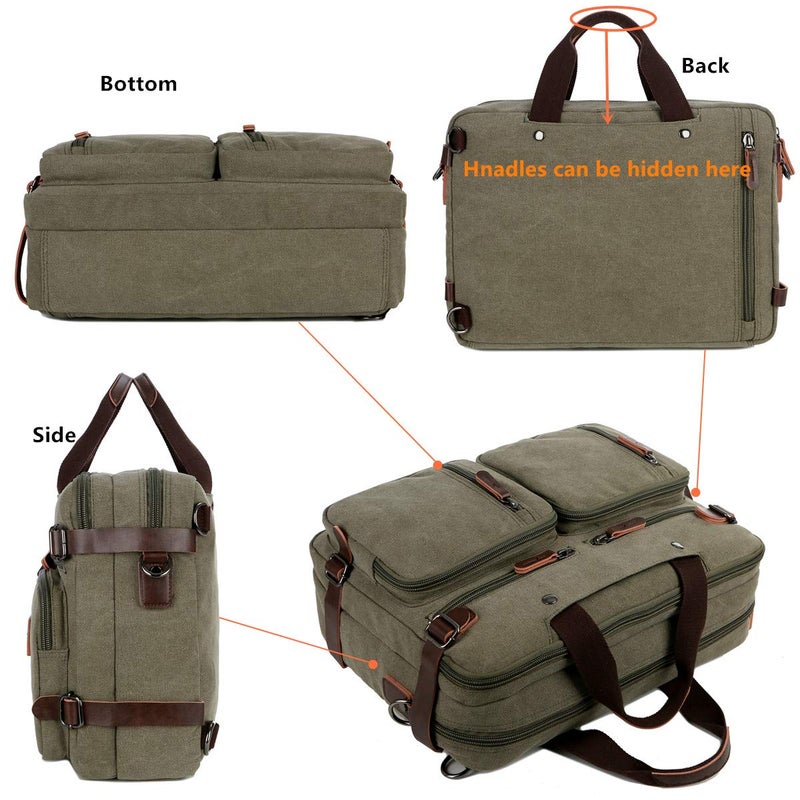 Baosha Convertible Briefcase Backpack 17 Inch Laptop Bag Case Business Briefcase HB-22 (Amy Green) - Image 3